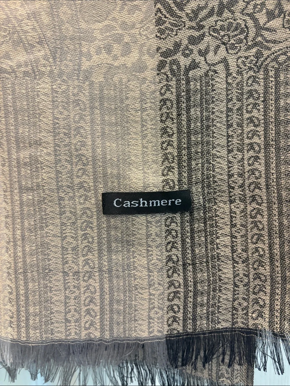 Neutral Paisley Throw - Beige and Gray